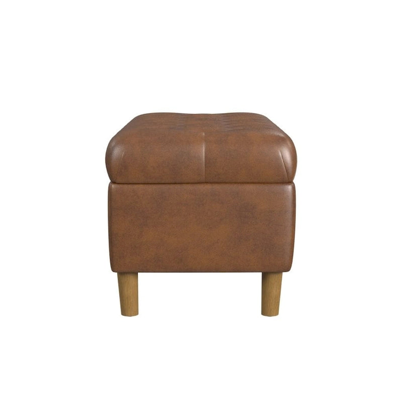 Banc de rangement capitonné avec pieds en bois