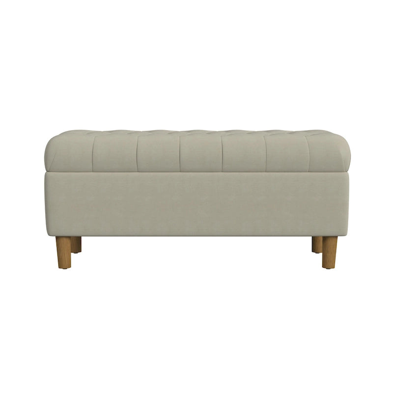 Banc de rangement capitonné avec pieds en bois