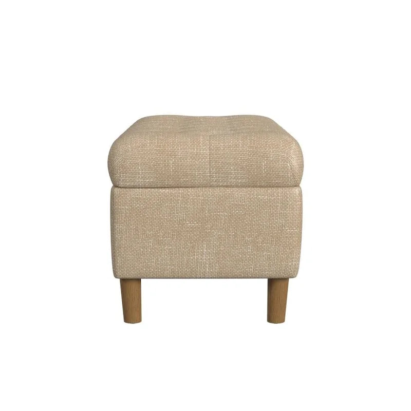 Banc de rangement capitonné avec pieds en bois