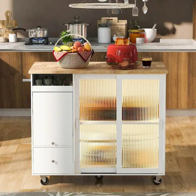 Chariot de cuisine pliable avec lumières LED