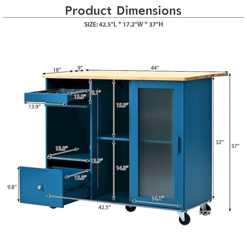 Chariot de cuisine pliable avec lumières LED