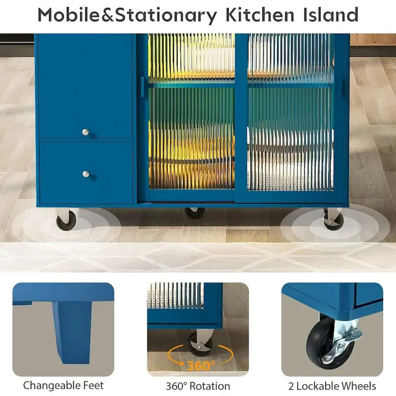 Chariot de cuisine pliable avec lumières LED