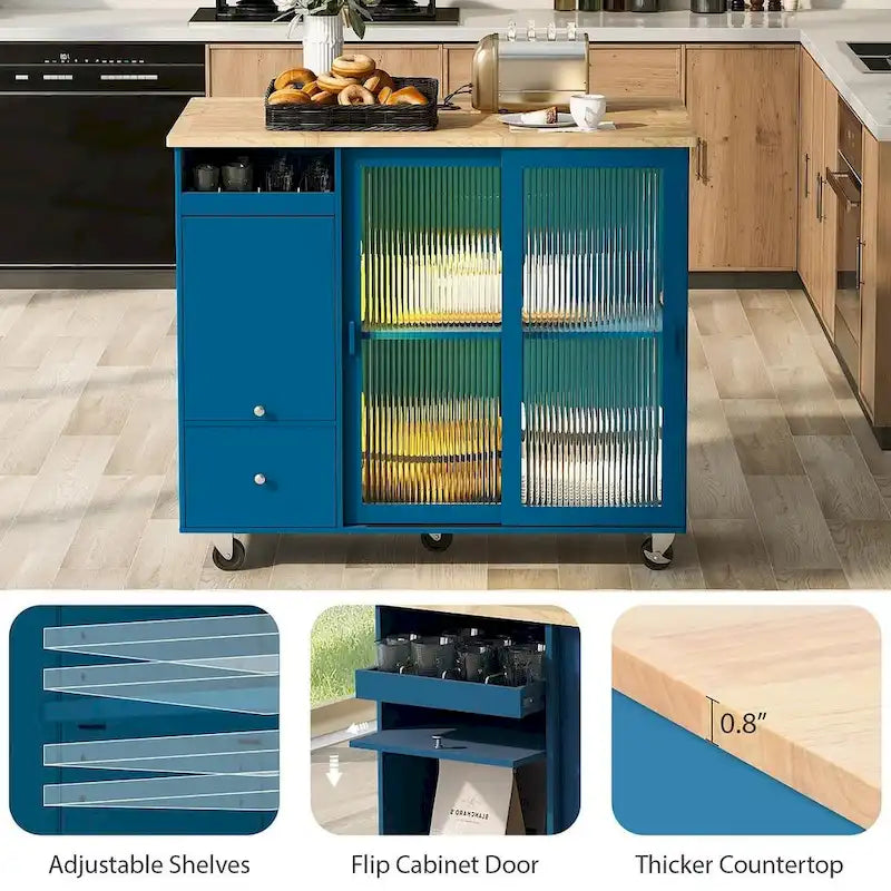 Chariot de cuisine pliable avec lumières LED