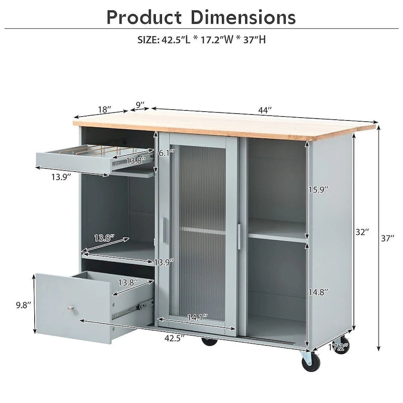 Chariot de cuisine pliable avec lumières LED