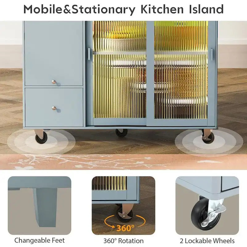 Chariot de cuisine pliable avec lumières LED