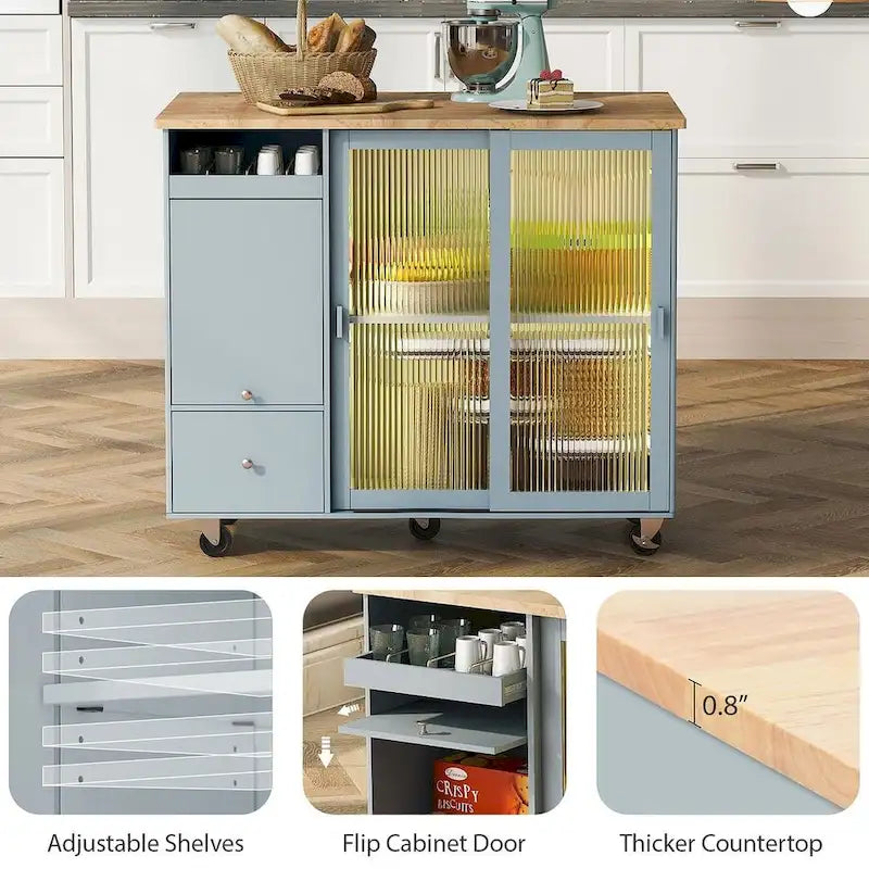 Chariot de cuisine pliable avec lumières LED