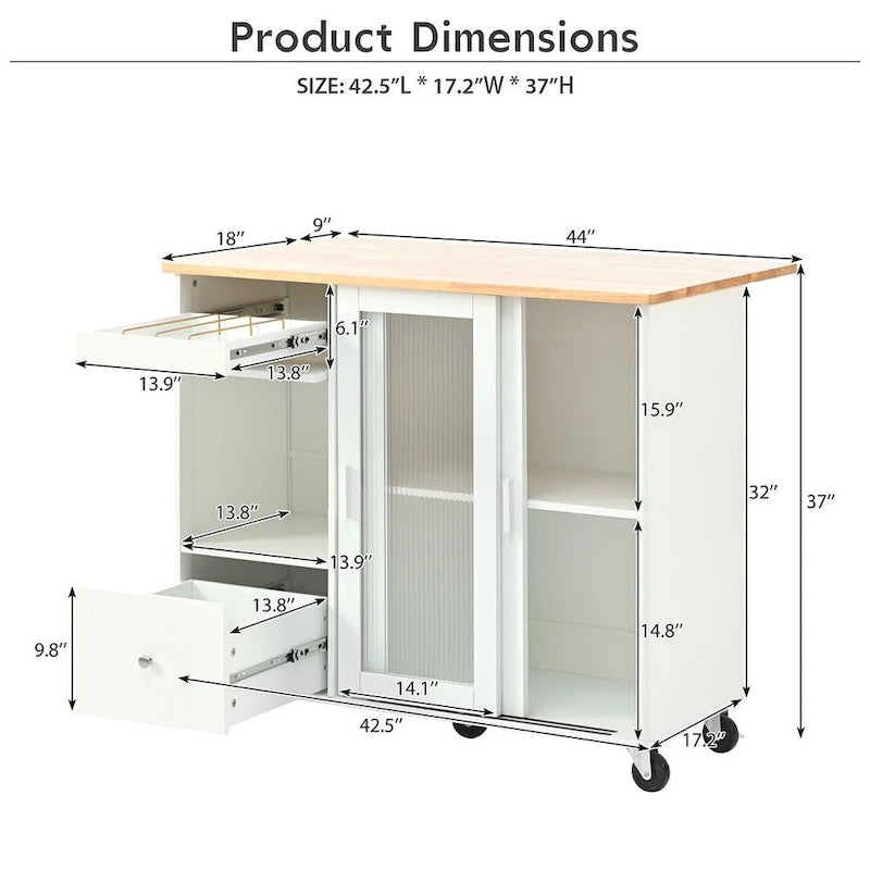 Chariot de cuisine pliable avec lumières LED