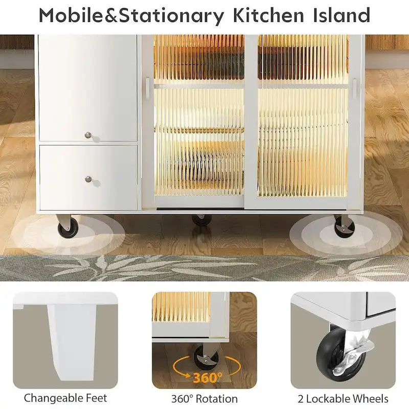 Chariot de cuisine pliable avec lumières LED