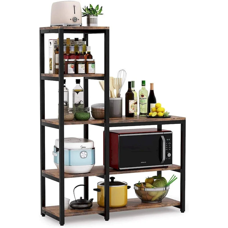 Étagère de cuisine en forme de L à 5 niveaux avec étagère de rangement