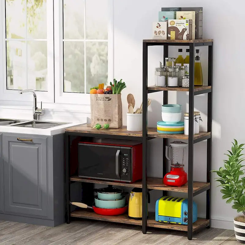 Étagère de cuisine en forme de L à 5 niveaux avec étagère de rangement