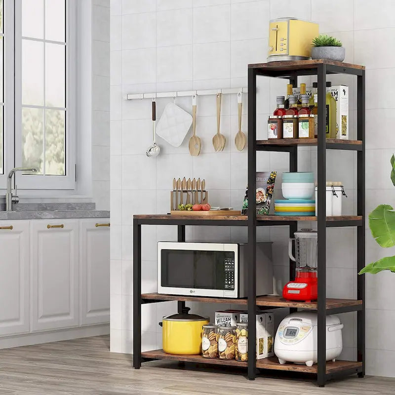 Étagère de cuisine en forme de L à 5 niveaux avec étagère de rangement