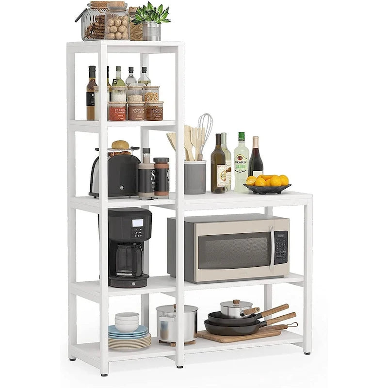 Étagère de cuisine en forme de L à 5 niveaux avec étagère de rangement