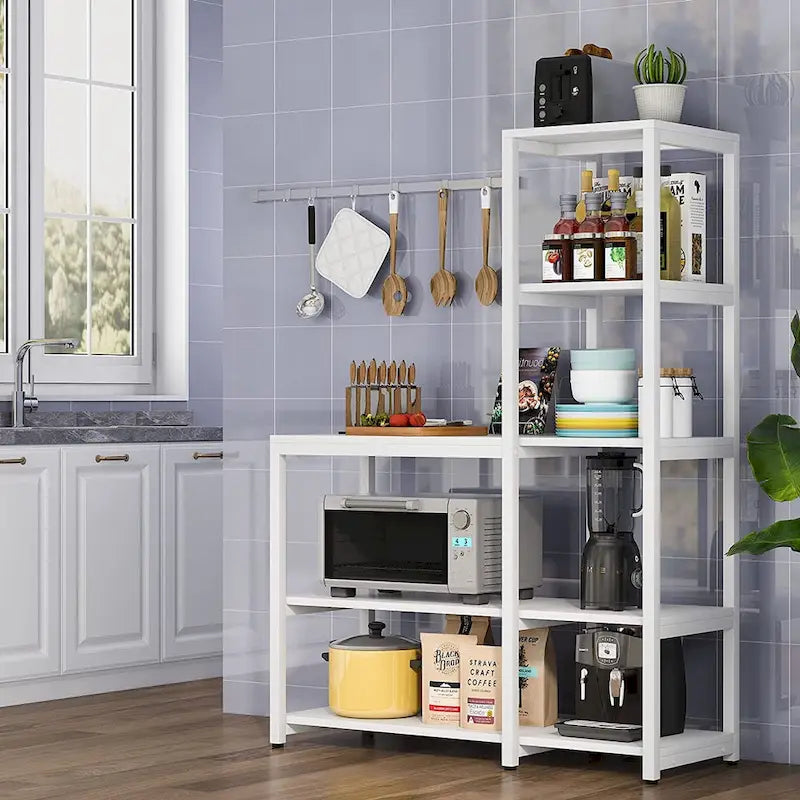 Étagère de cuisine en forme de L à 5 niveaux avec étagère de rangement