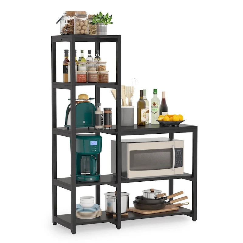 Étagère de cuisine en forme de L à 5 niveaux avec étagère de rangement