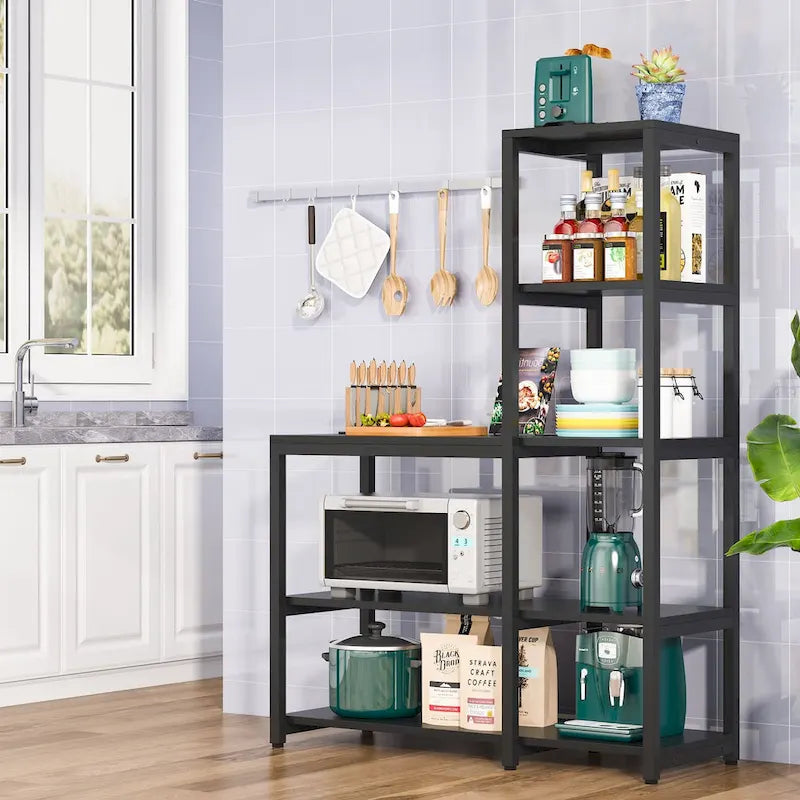 Étagère de cuisine en forme de L à 5 niveaux avec étagère de rangement