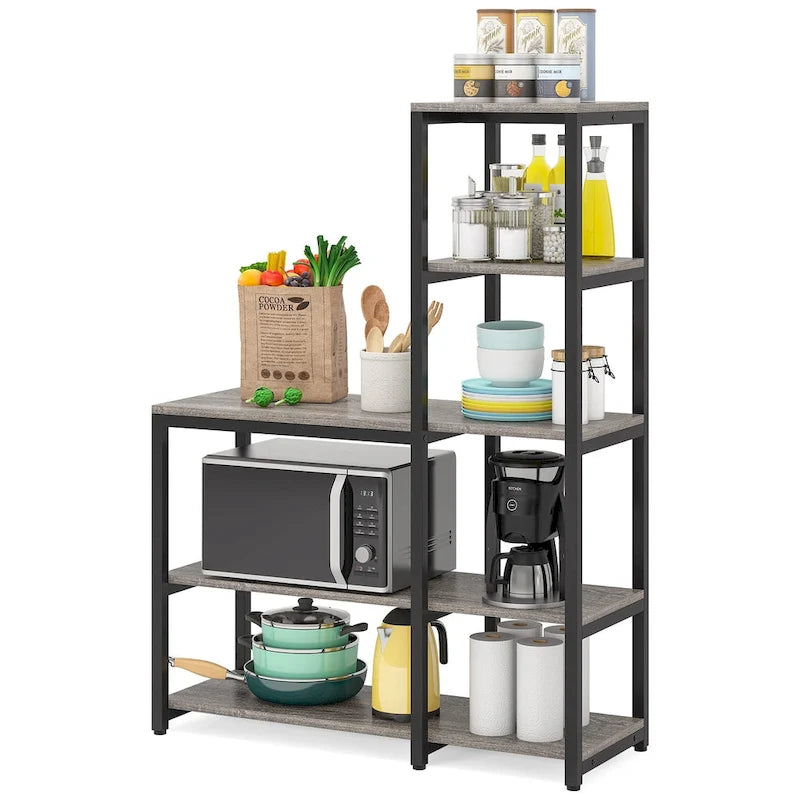 Étagère de cuisine en forme de L à 5 niveaux avec étagère de rangement