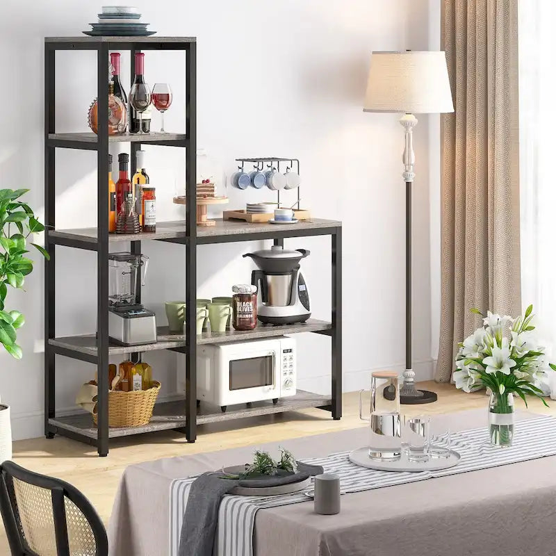 Étagère de cuisine en forme de L à 5 niveaux avec étagère de rangement