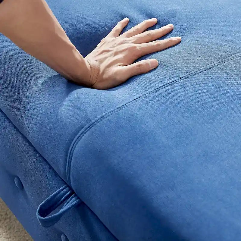 Banc de rangement pour chambre, bout de lit, accoudoirs roulés, tissu lin, canapé ottoman, long banc