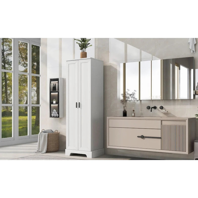 Meuble de rangement à deux portes pour salle de bain ou bureau, étagère réglable, panneau MDF