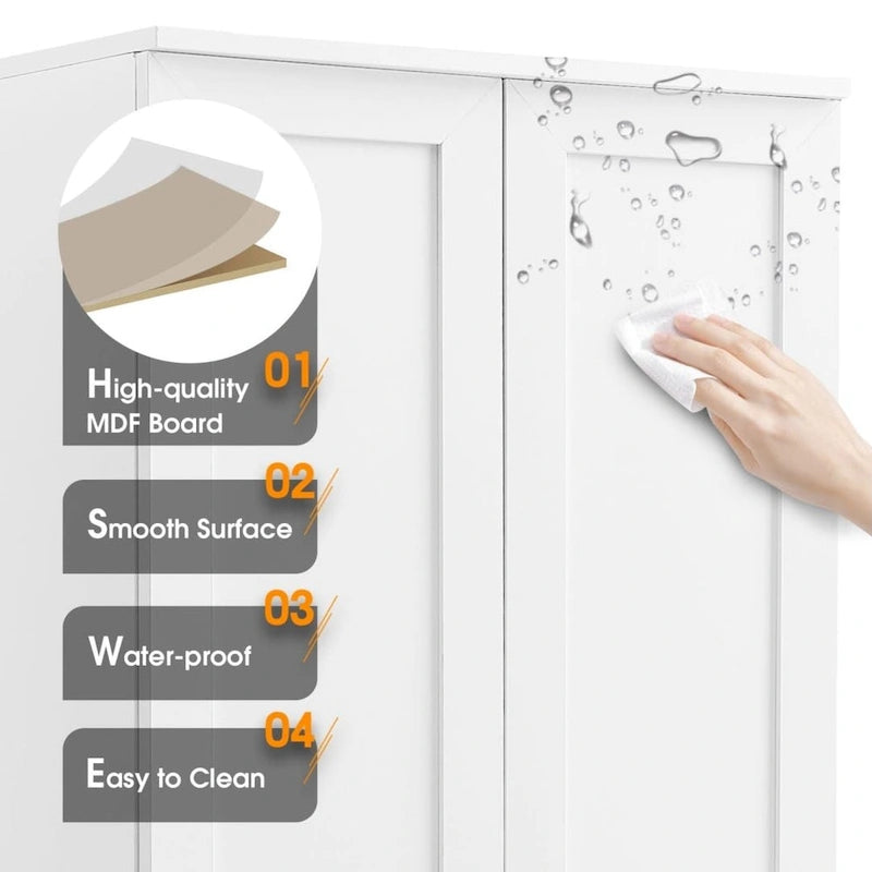 Meuble de rangement à deux portes pour salle de bain ou bureau, étagère réglable, panneau MDF
