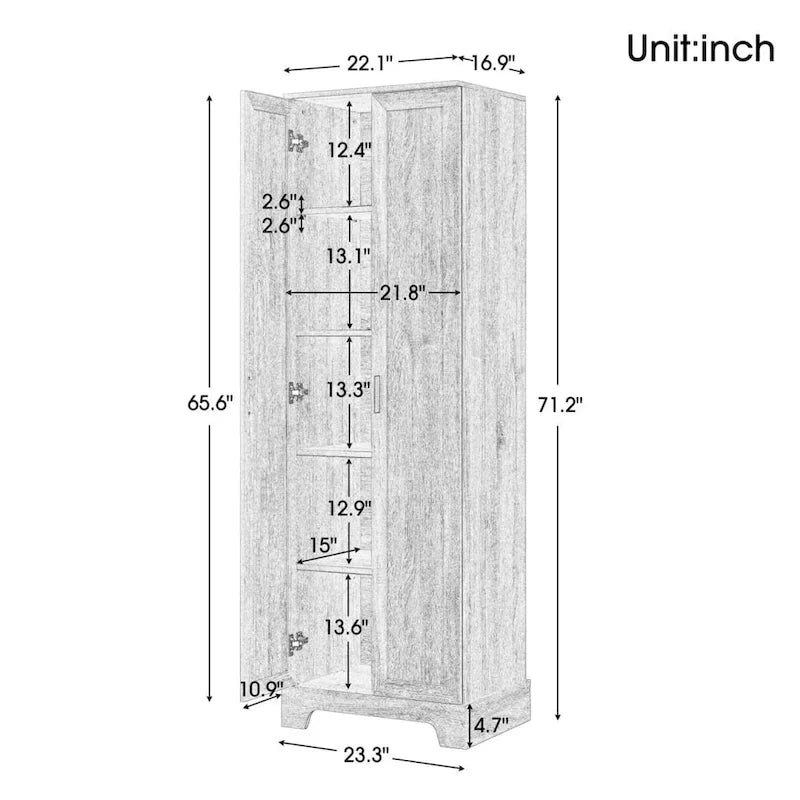 Meuble de rangement à deux portes pour salle de bain ou bureau, étagère réglable, panneau MDF
