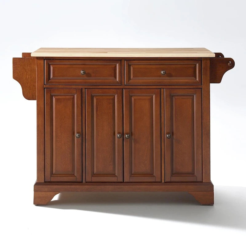 Îlot de cuisine en bois naturel plateau Cerisier classique - 45,7 P x 130,8 L x 91,4 H cm
