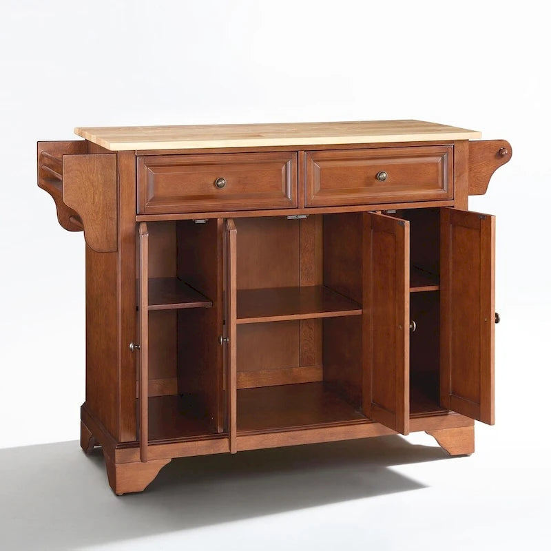Îlot de cuisine en bois naturel plateau Cerisier classique - 45,7 P x 130,8 L x 91,4 H cm