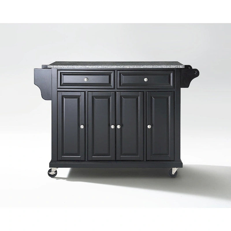 Desserte/Îlot de cuisine noir en granit massif – 18p x 51,5L x 36h