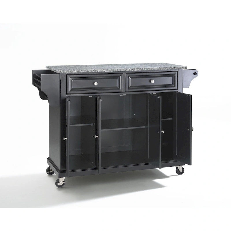 Desserte/Îlot de cuisine noir en granit massif – 18p x 51,5L x 36h