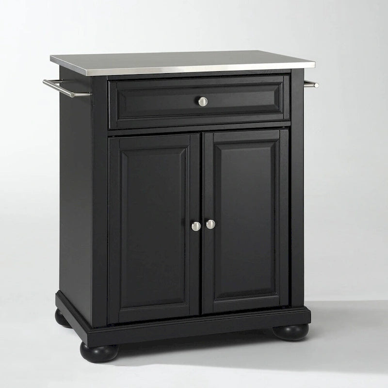Dessus en acier inoxydable noir Îlot de cuisine portable - 18p x 31l x 35.5h