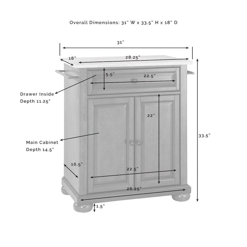 Dessus en acier inoxydable noir Îlot de cuisine portable - 18p x 31l x 35.5h