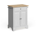 Îlot de cuisine portable avec plateau en bois naturel, finition blanche - 18p x 31l x 35h