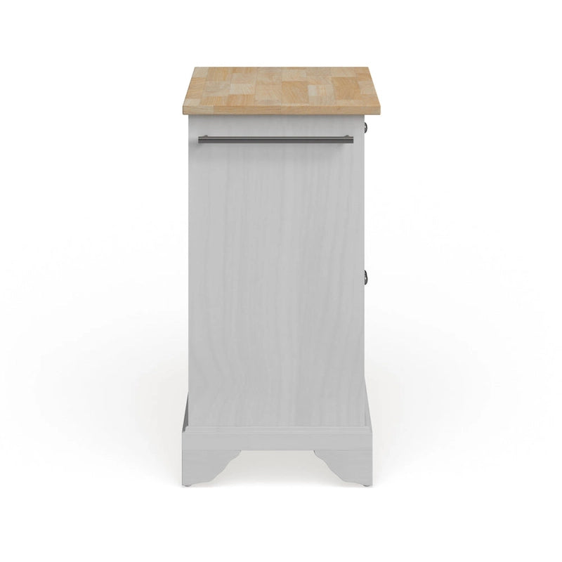 Îlot de cuisine portable avec plateau en bois naturel, finition blanche - 18p x 31l x 35h