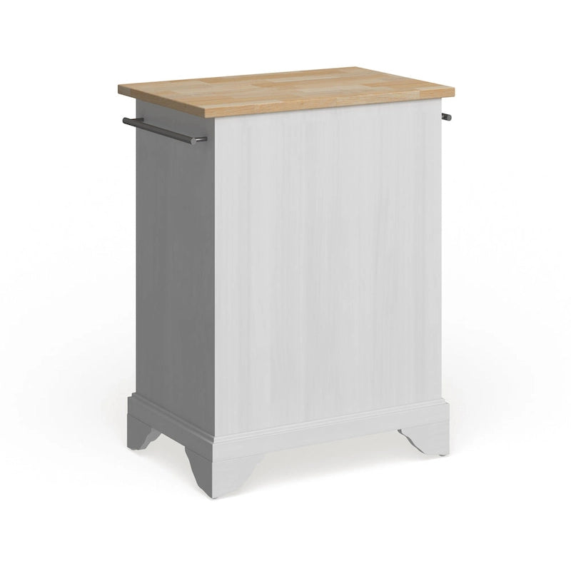 Îlot de cuisine portable avec plateau en bois naturel, finition blanche - 18p x 31l x 35h