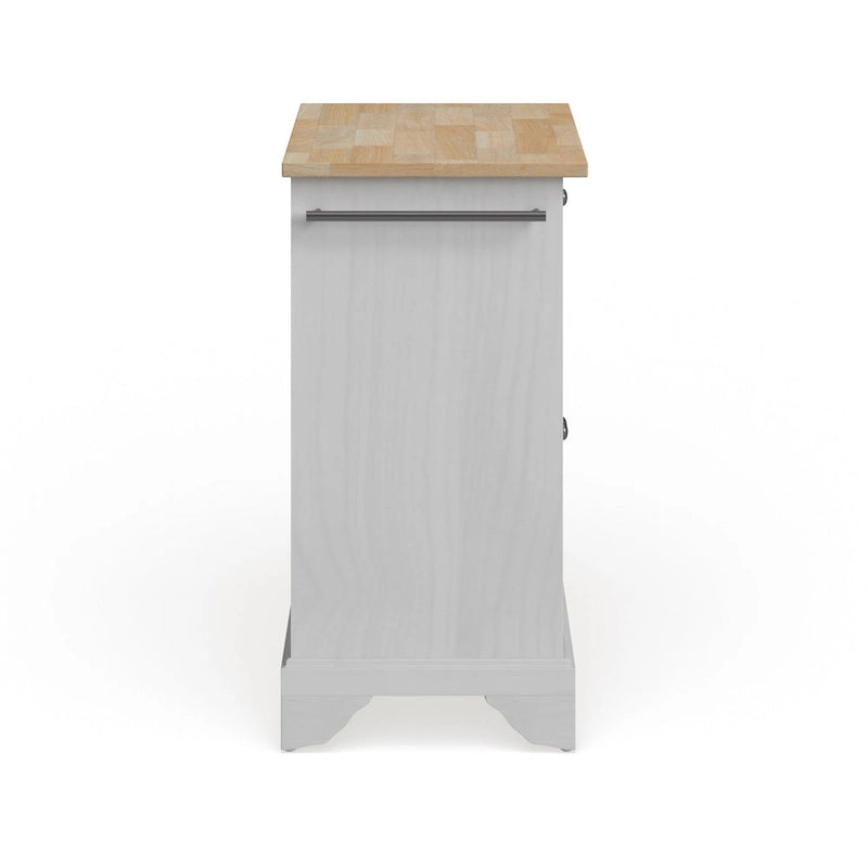 Îlot de cuisine portable avec plateau en bois naturel, finition blanche - 18p x 31l x 35h