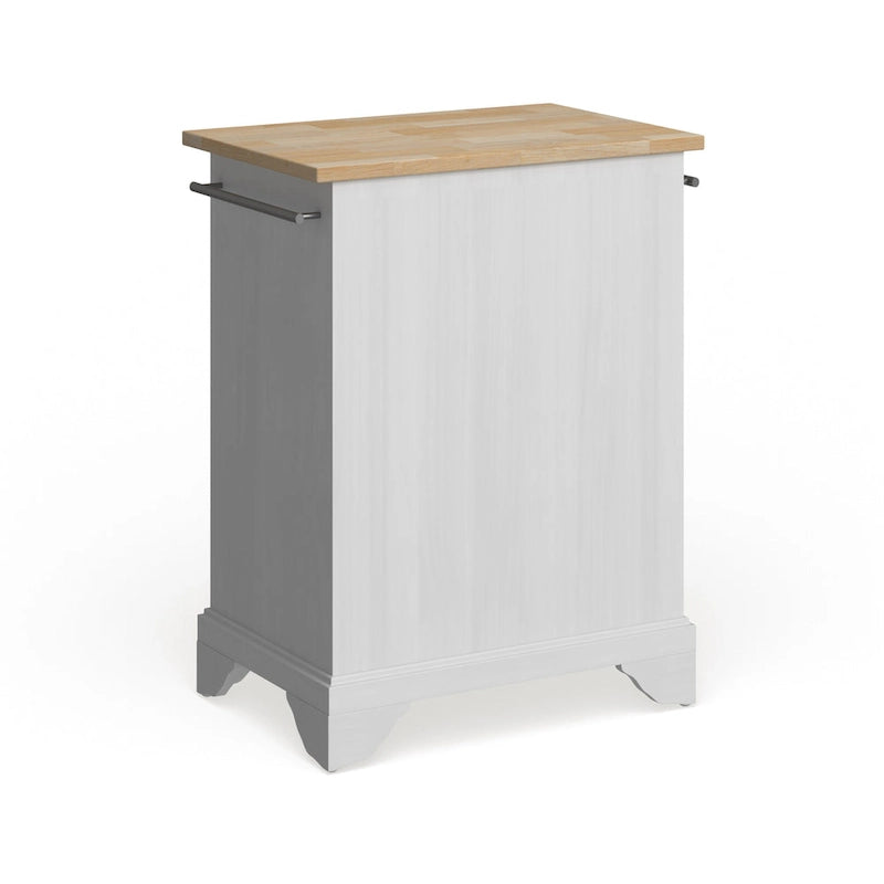 Îlot de cuisine portable avec plateau en bois naturel, finition blanche - 18p x 31l x 35h
