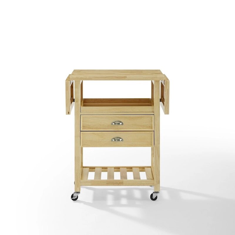 Chariot de cuisine rabattable à deux rallonges, naturel - 15,13p x 45l x 35,25h