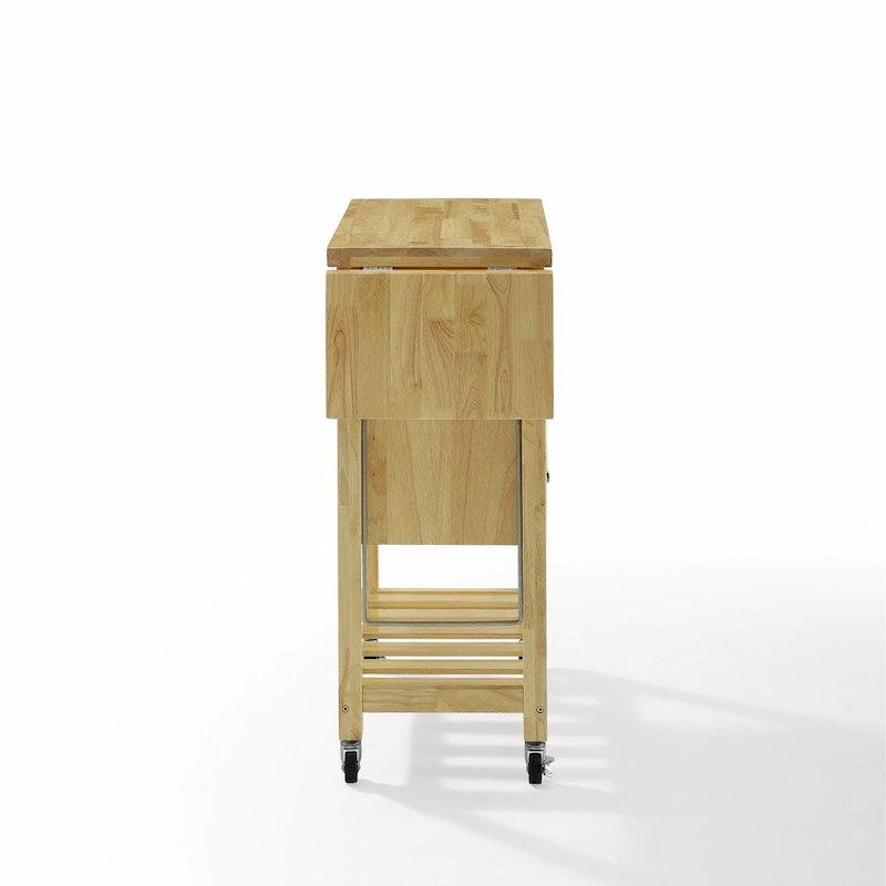 Chariot de cuisine rabattable à deux rallonges, naturel - 15,13p x 45l x 35,25h