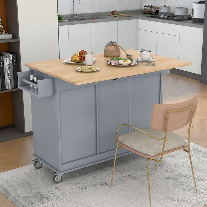 Multifunctional Kitchen Cart with Spice Rack and Adjustable Shelves
