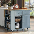 47 Chariot de cuisine moderne avec prise électrique, îlot de cuisine en bois d'hévéa avec abattant et meuble de rangement réglable