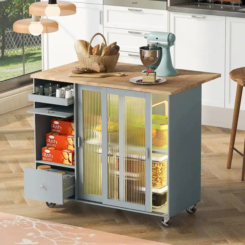 Ilot de cuisine avec abattant et lumière LED