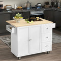 Rolling Mobile Kitchen Island with Solid Wood Top and Locking Wheels