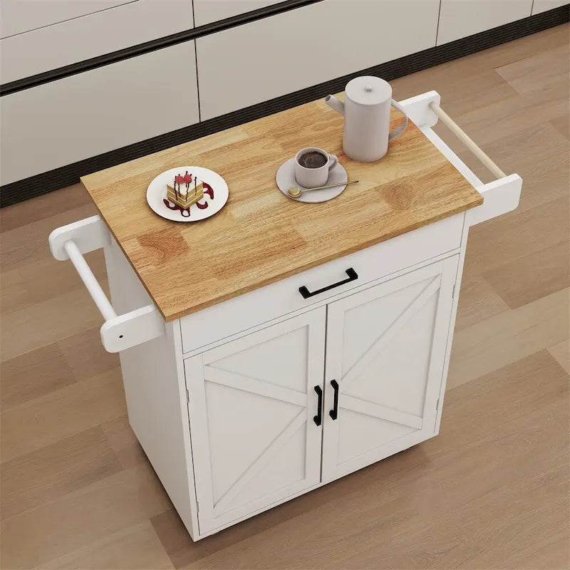 Desserte de cuisine roulante avec étagères réglables, plateau en bois