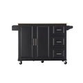 Chariot d'îlot de cuisine avec plateau extensible en bois d'hévéa et roues verrouillables