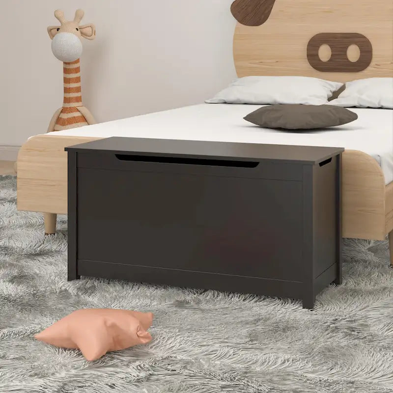 Coffre de rangement en bois pour enfants avec couvercle à charnière de sécurité, pour les 3 ans et plus. Idéal pour le salon, la salle à manger, l'entrée.