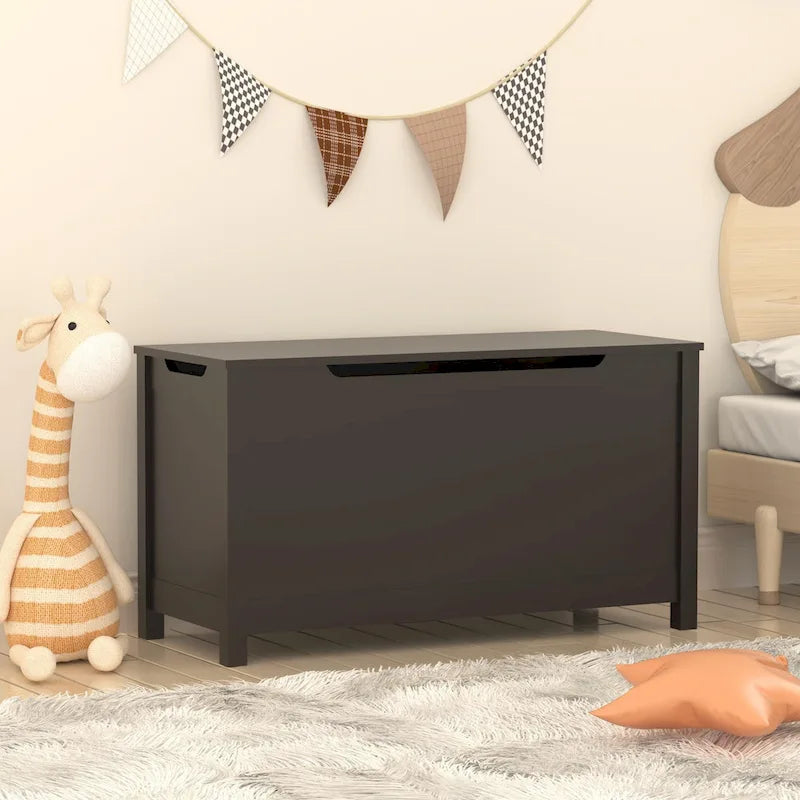 Coffre de rangement en bois pour enfants avec couvercle à charnière de sécurité, pour les 3 ans et plus. Idéal pour le salon, la salle à manger, l'entrée.