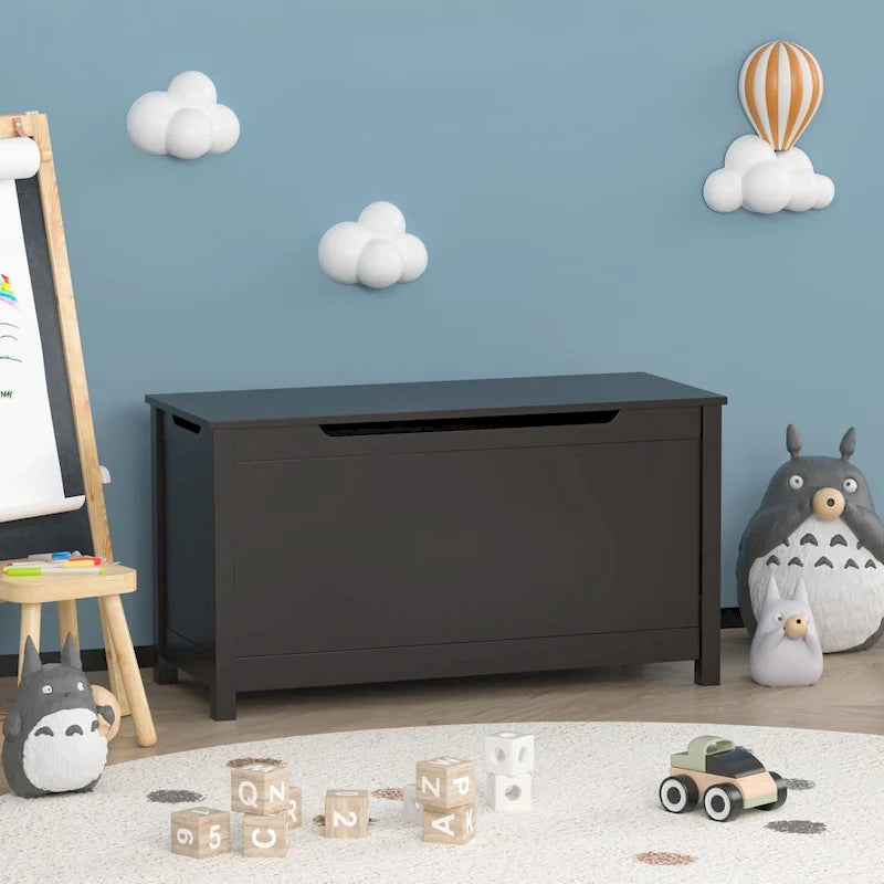 Coffre de rangement en bois pour enfants avec couvercle à charnière de sécurité, pour les 3 ans et plus. Idéal pour le salon, la salle à manger, l'entrée.