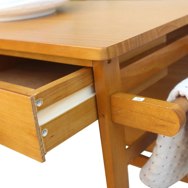 Chariot de cuisine et de salle à manger pliant carré en bois massif avec 2 tabourets gratuits marron