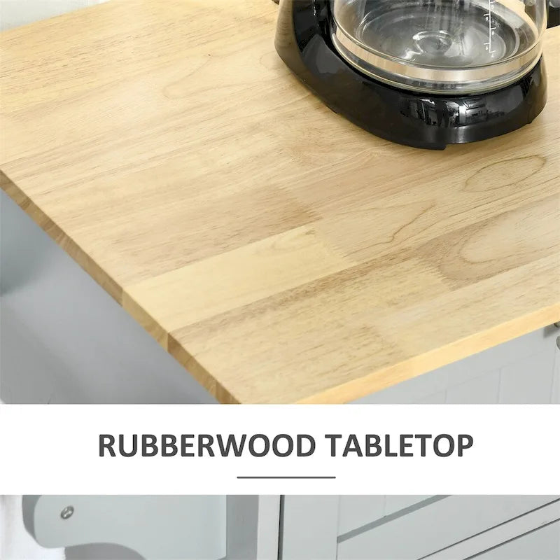 Ilot de cuisine mobile en bois avec rangements et étagères réglables