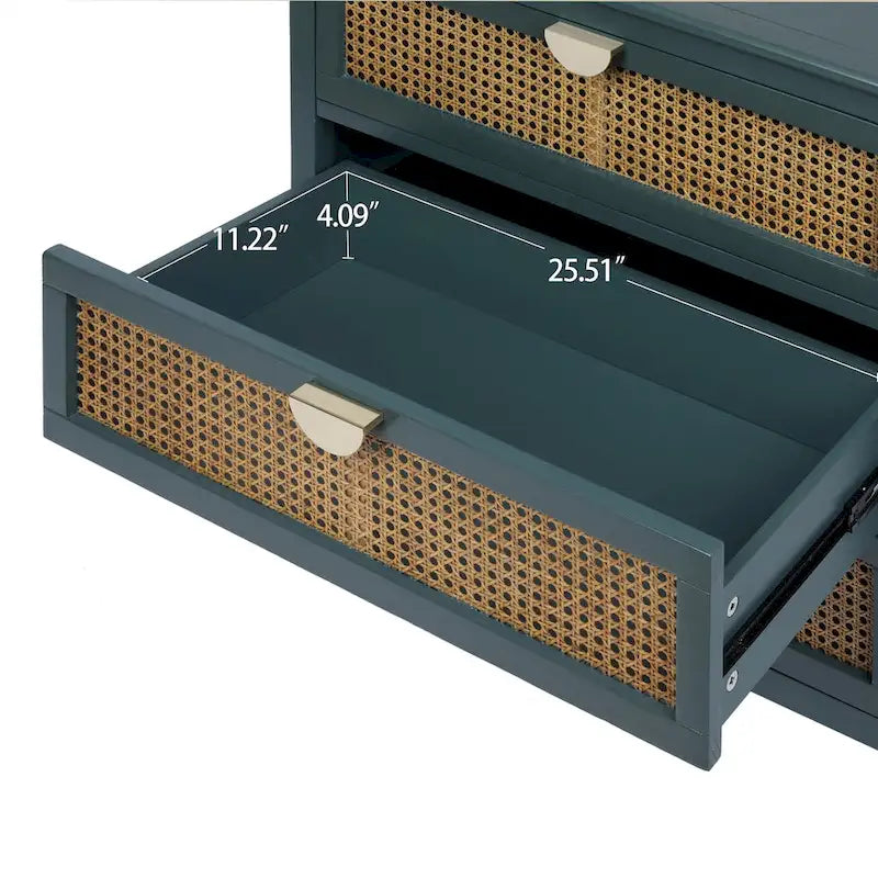 Meuble à 3 tiroirs, rotin naturel, idéal pour chambre, salon, bureau